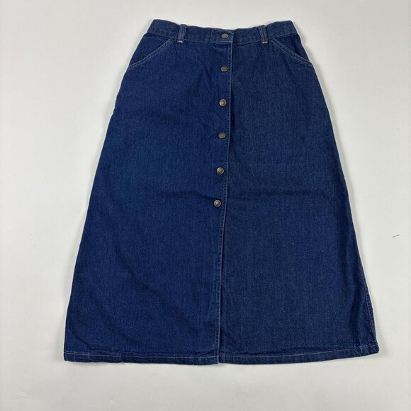 Y2K Candies Denim Skirt Juniors 11 Blue Vintage Button Front Mid Length - Picture 1 of 8